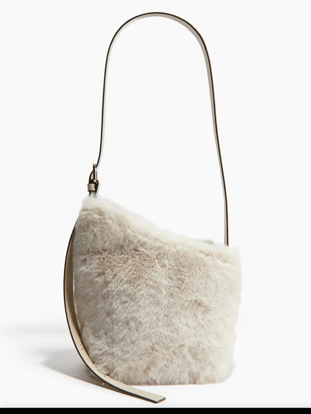 NEW H&M Cream White Faux Fur Asymmetrical Shoulder Or Crossbody Bag